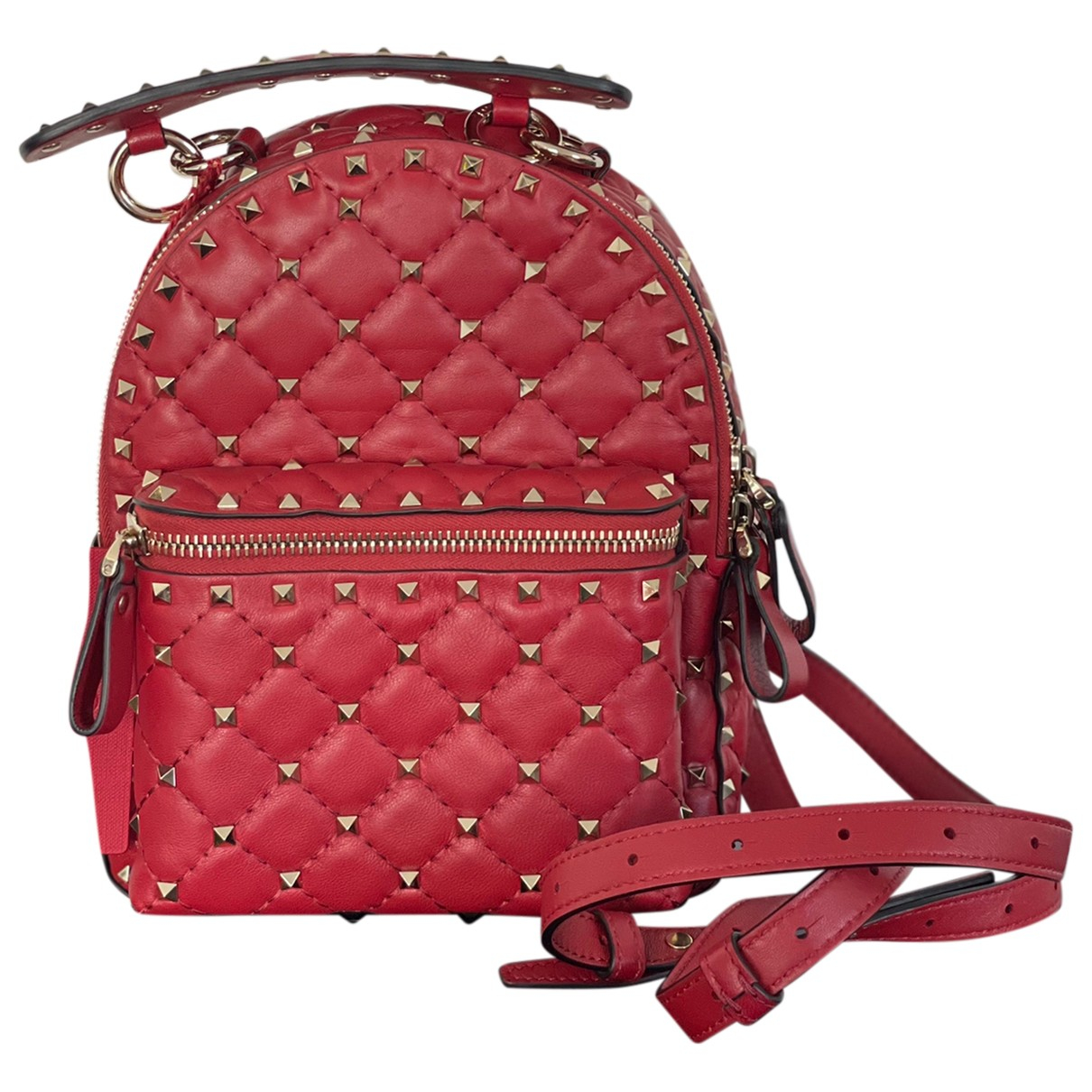 Leather backpack Valentino Garavani Red 